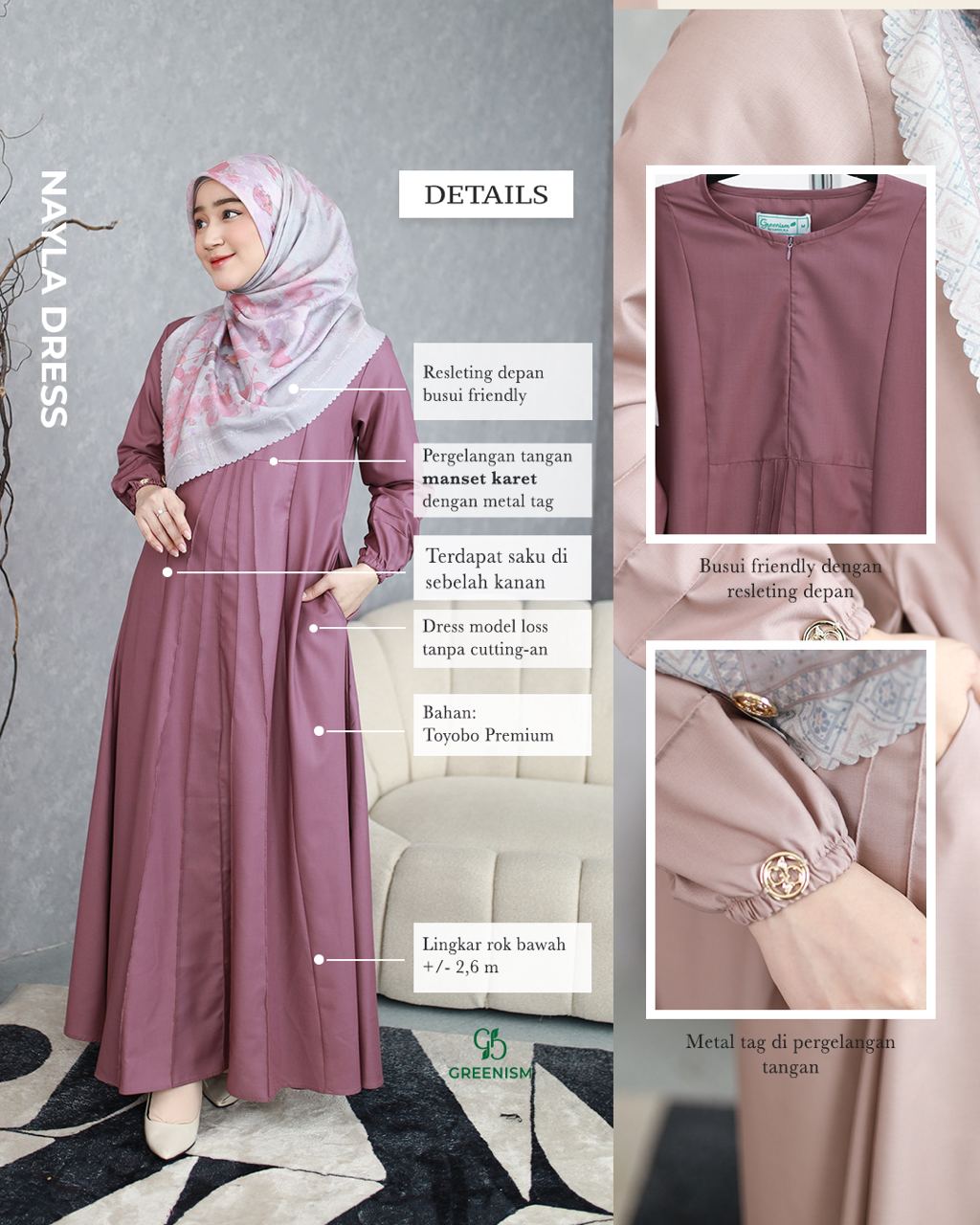 GREENISM - NAYLA DRESS I READY STOCK
