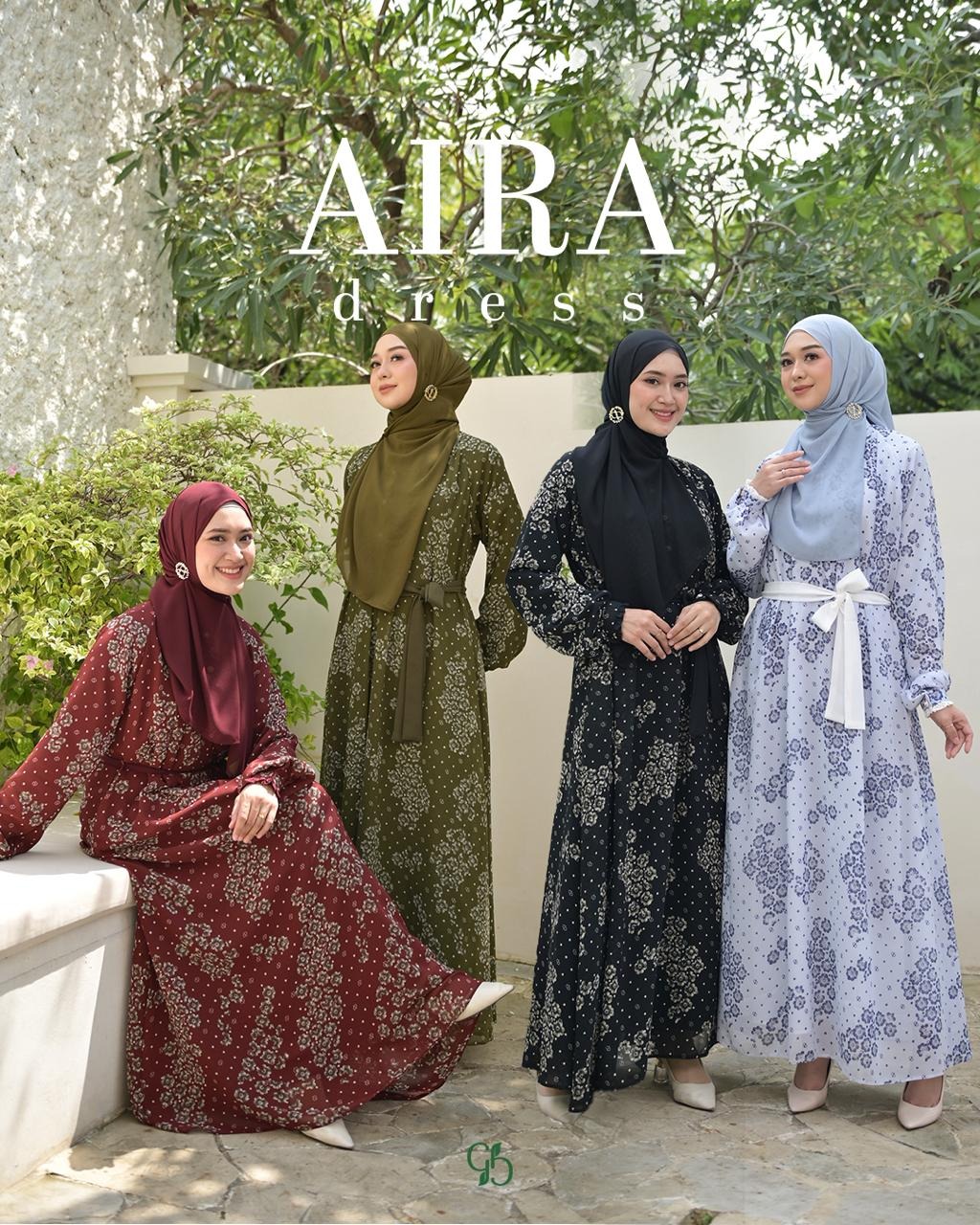 GREENISM - Aira Dress Ceruti Motif | Wudhu Friendly Gamis Daily
