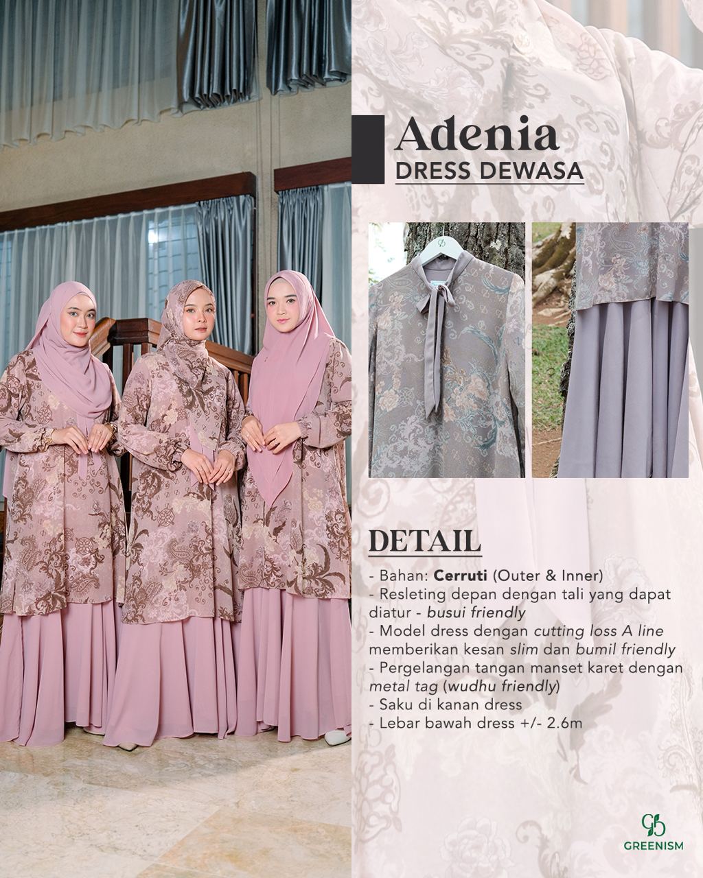 GREENISM - ADENIA DRESS DEWASA I READY STOCK