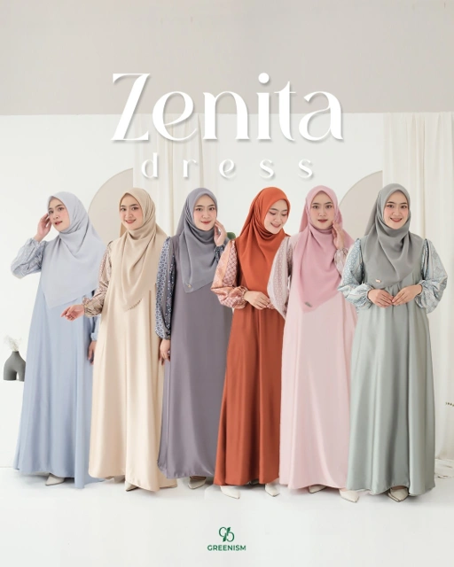 Image of GREENISM - Zenita Dress Satin Silk dan Amera Silk | Busui friendly Gamis Daily