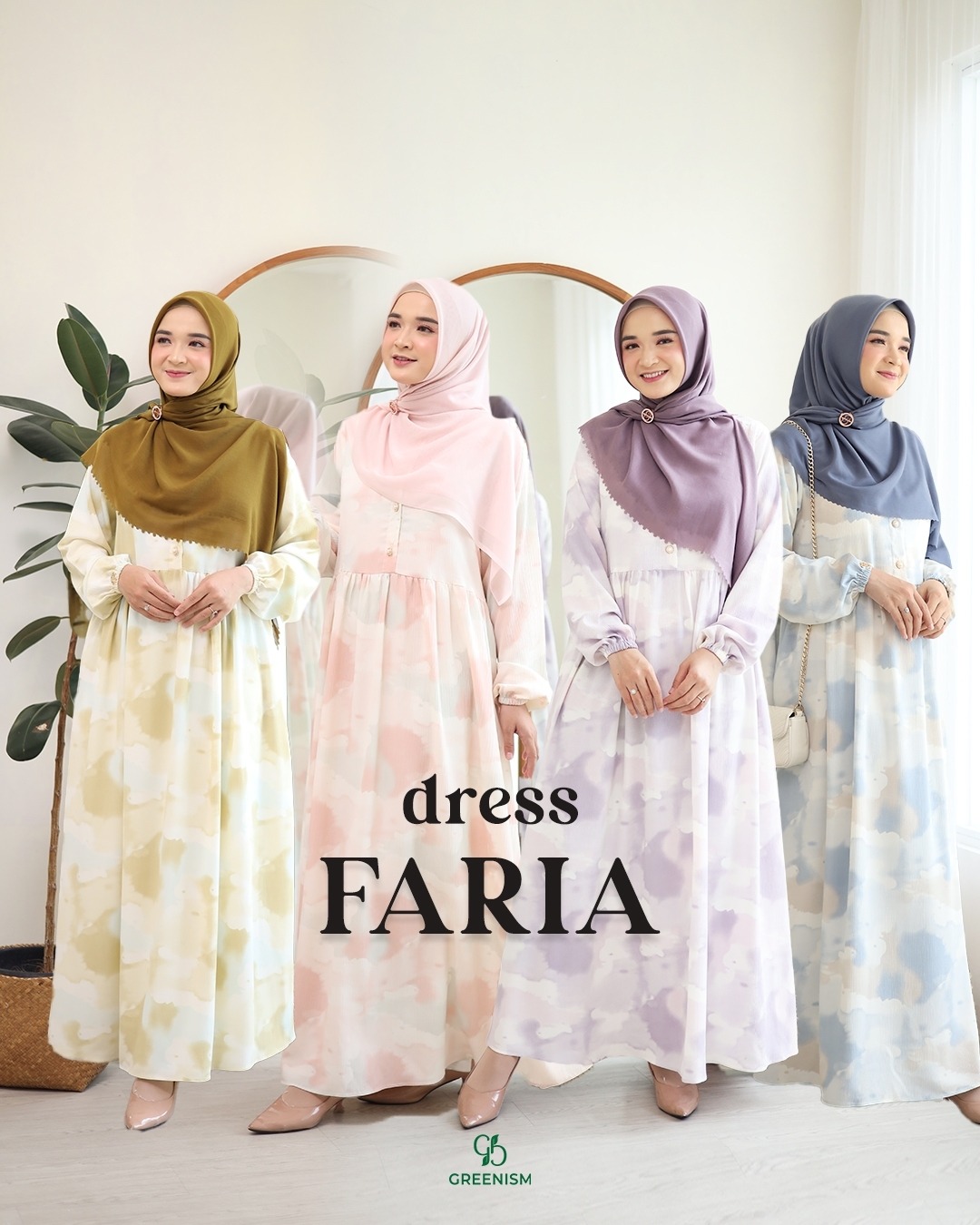 GREENISM - Faria Dress Crinkle RC | Busui friendly Gamis Daily