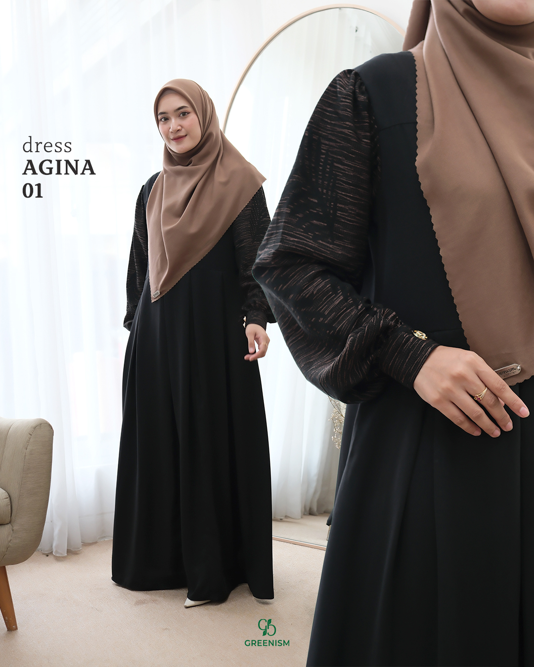 GREENISM - Agina Dress Yoris Jaquard | Busui friendly Gamis Daily