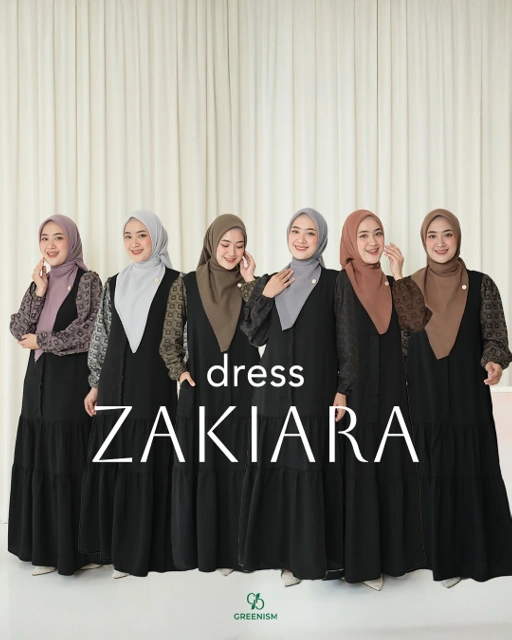 Image of GREENISM - Zakiara Dress Polyester Carera | Busui friendly Gamis Daily