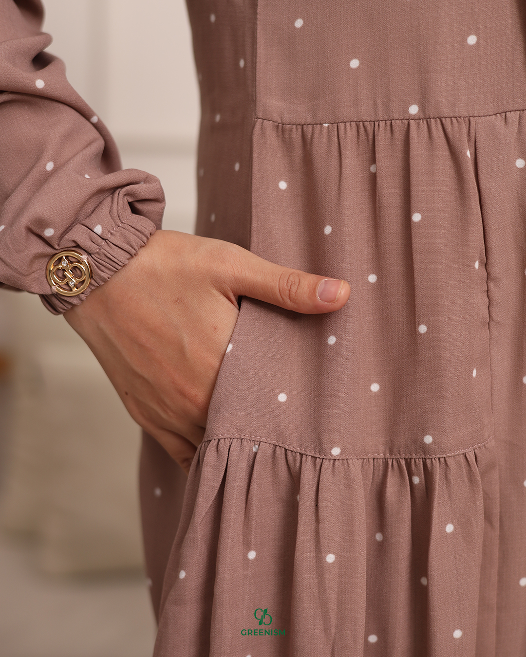 GREENISM - Atsilah Dress Woolpeach | Busui friendly Gamis Daily