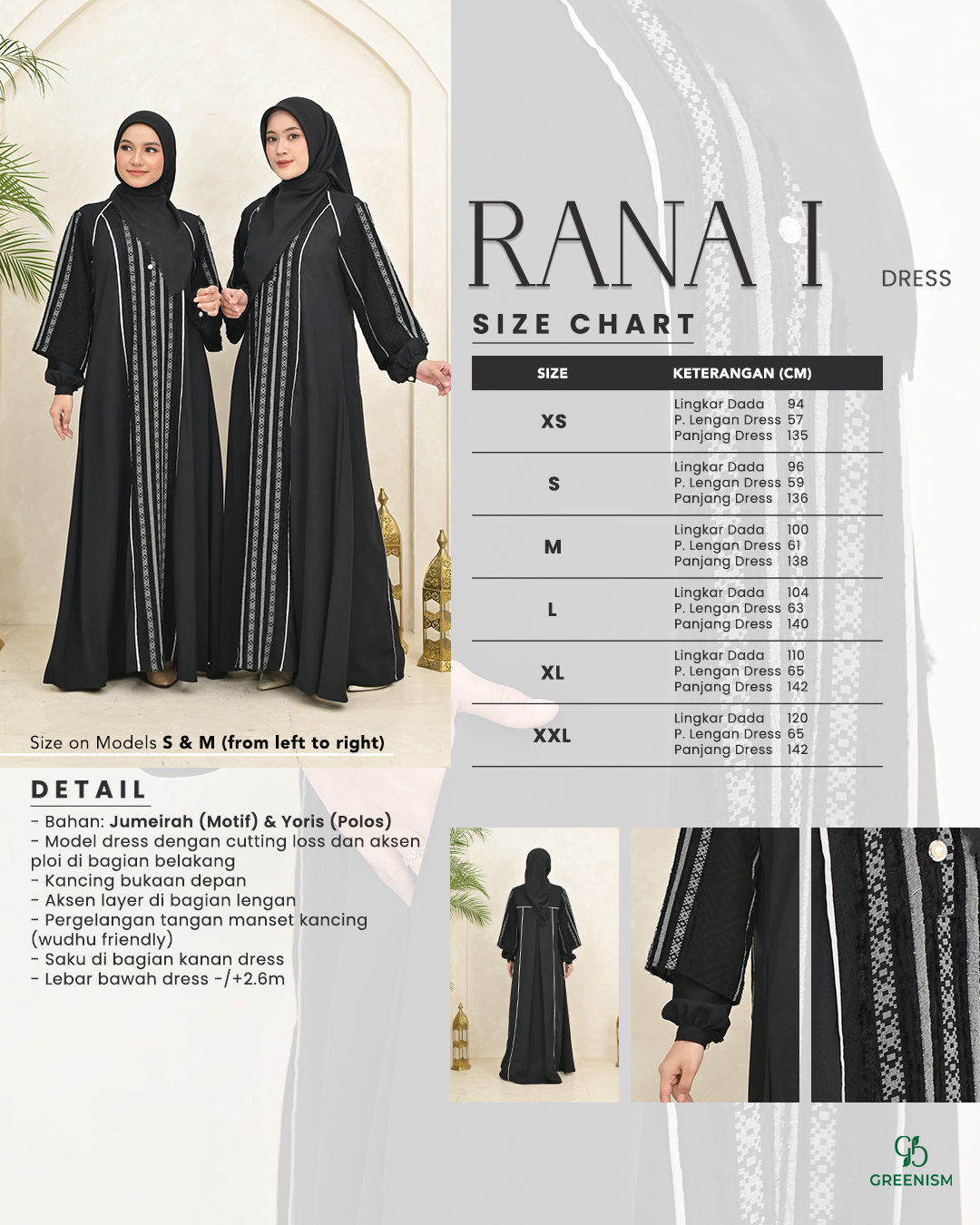 GREENISM - Rana Series 1 Dress Jumeirah Yoris | Busui friendly Gamis Daily