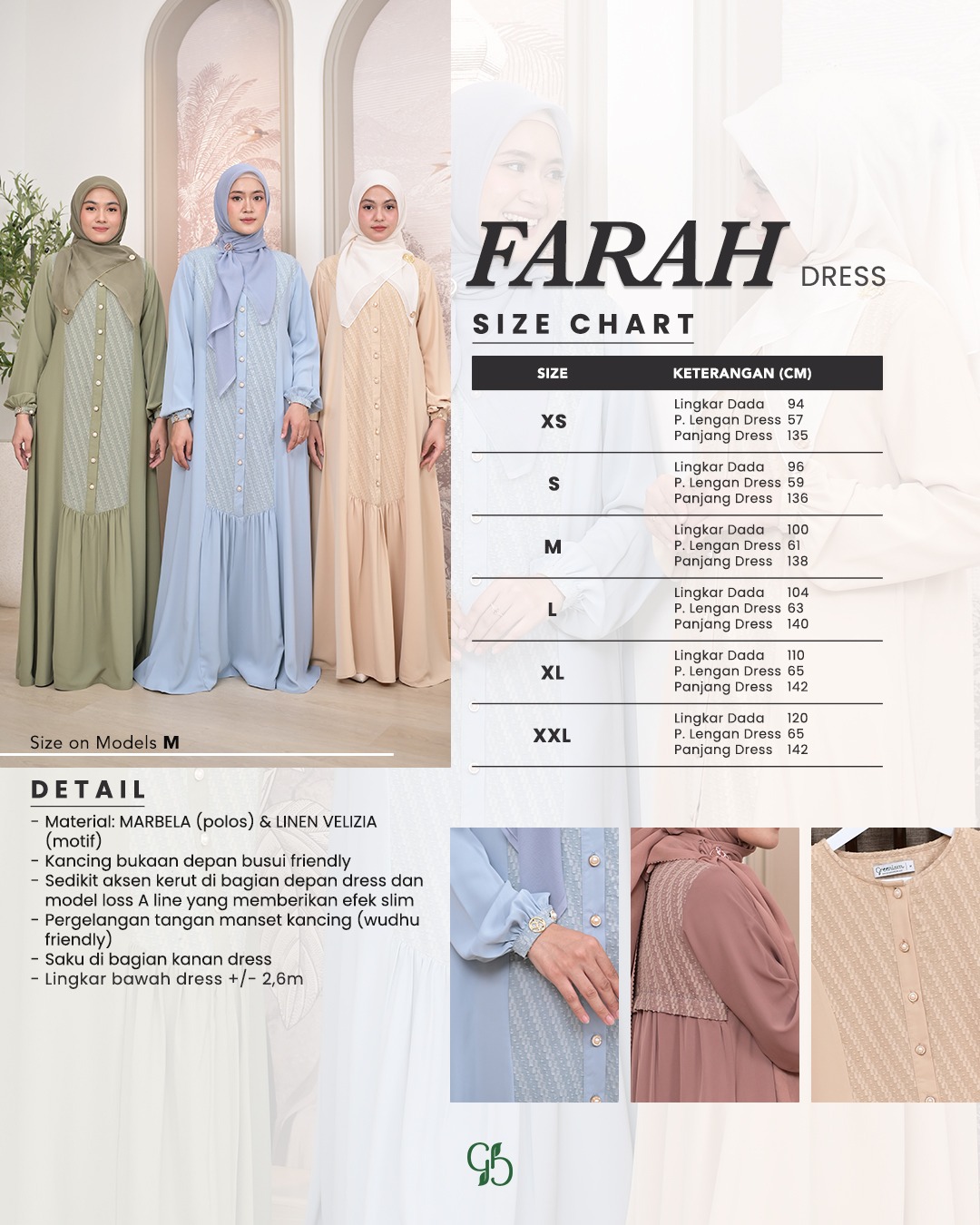 GREENISM - Farah Dress Wanita Marbela | Gamis Wanita Muslim Simpel dan Elegan