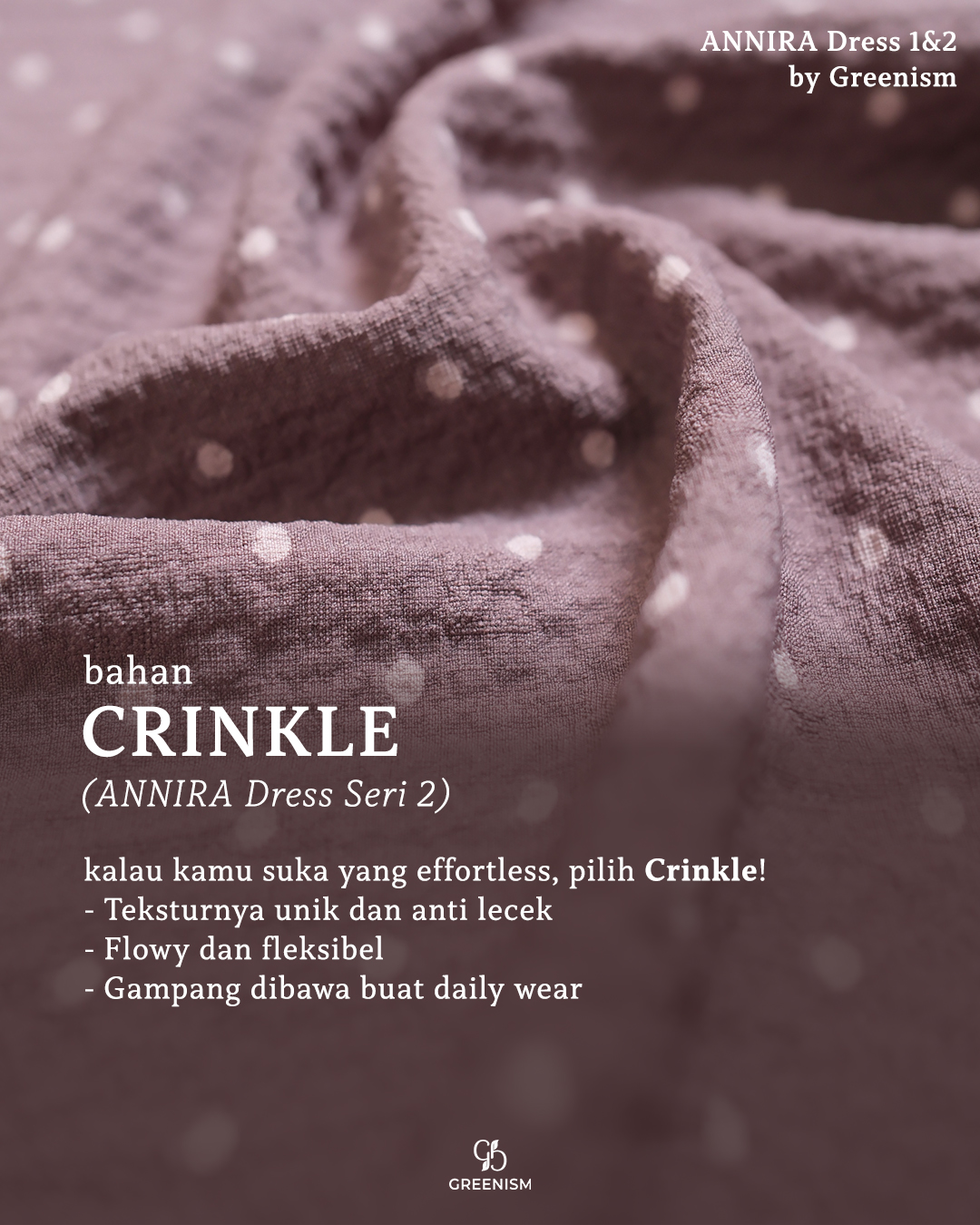 GREENISM - Annira serie 2 Dress Crinkle | Busui friendly Gamis Daily