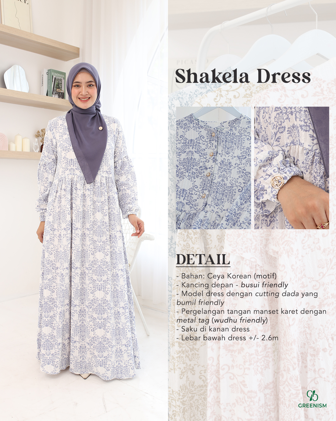 GREENISM - Shakela Dress Ceya Korean | Busui friendly Gamis Daily