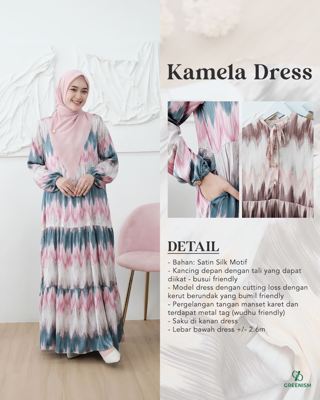 GREENISM - KAMELA DRESS SATIN SILK