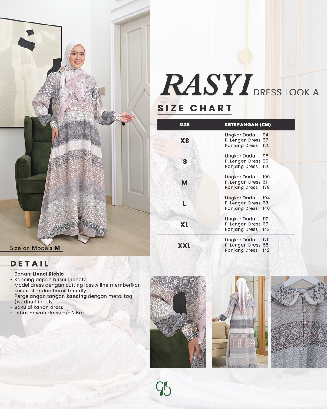 GREENISM - RASYI DRESS DEWASA (LOOK A) I Gamis Lebaran 2026 Model Gamis Terbaru