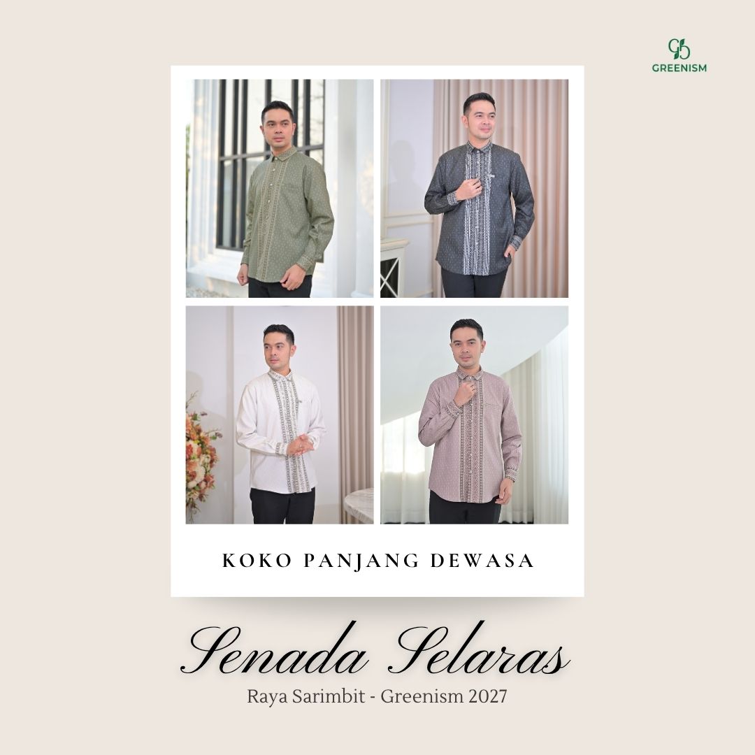 Greenism | Ready Stock | Senada Selaras Koko Dewasa Lengan Panjang | Sarimbit Terbaru Lebaran 2027 | All Color
