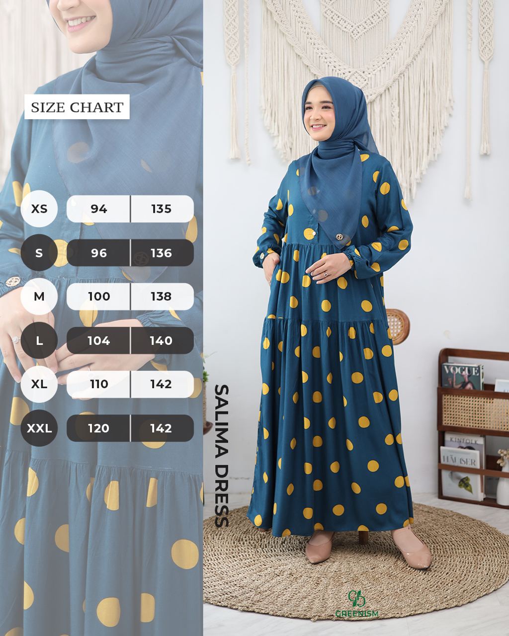 GREENISM - SALIMA DRESS (Gamis Syari Simple Busui Friendly Terbaru)