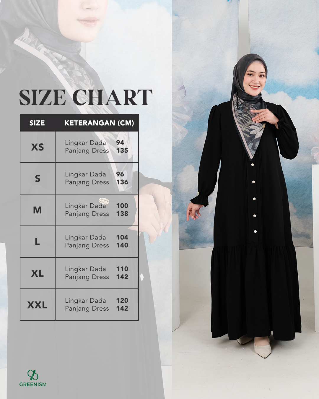 GREENISM - Nazela Dress Carera | Busui friendly Gamis Daily
