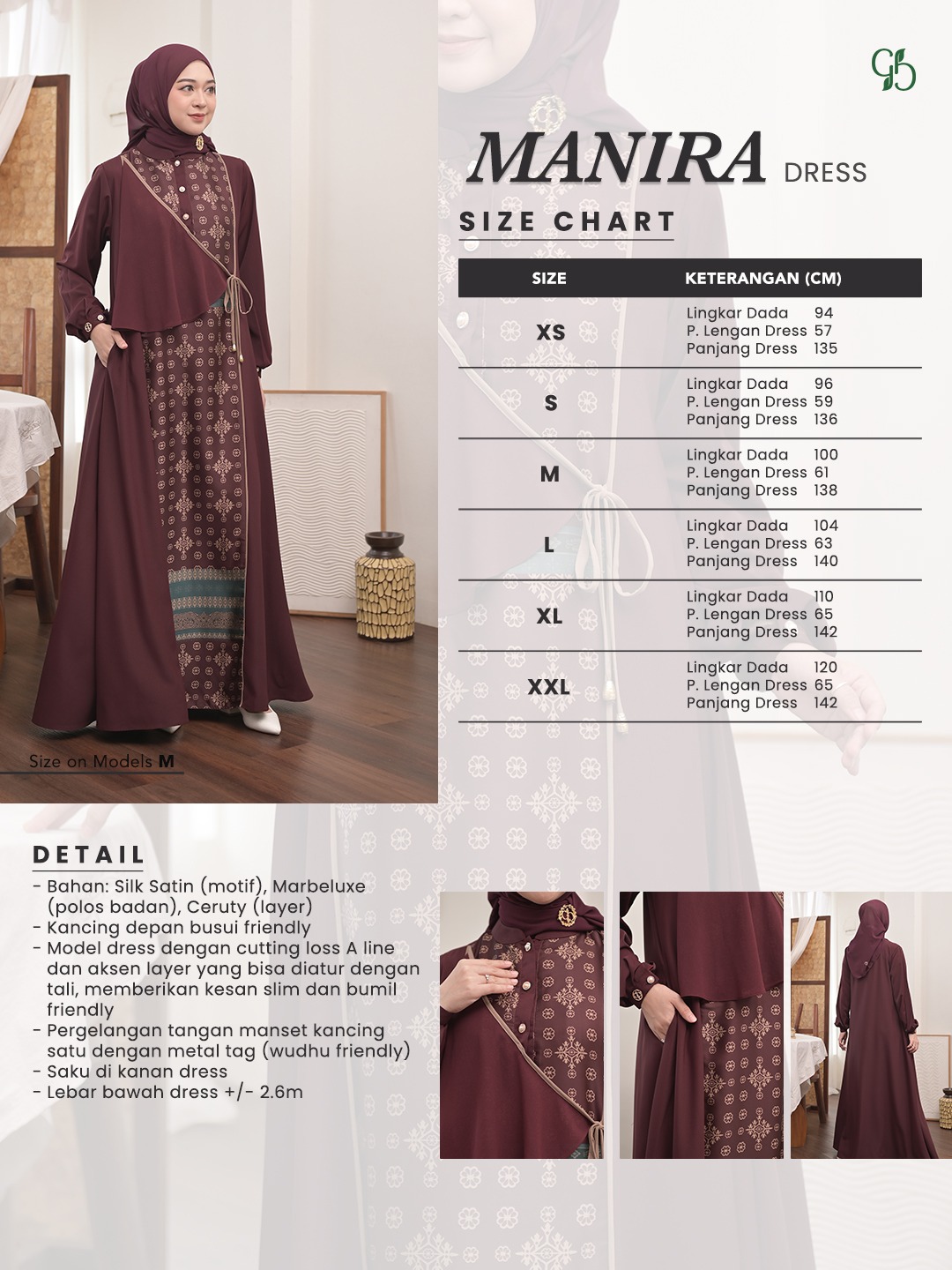 GREENISM - MANIRA DRESS I GAMIS MOTIF MODERN DAN ELEGAN