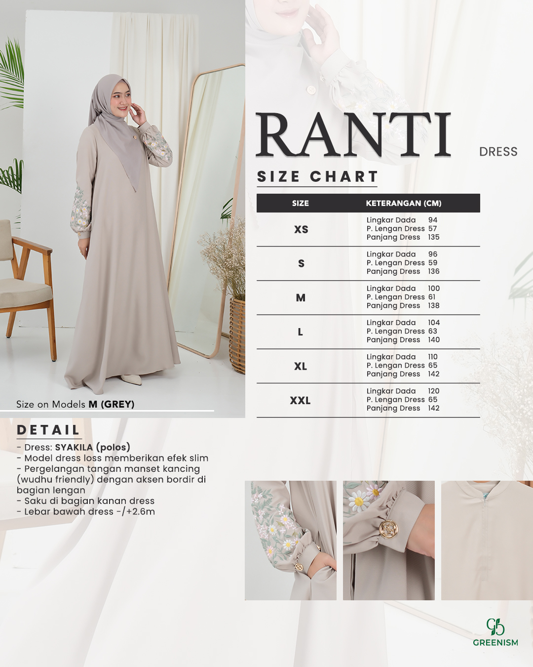GREENISM - Ranti Dress Syakila  | Busui friendly Gamis Daily