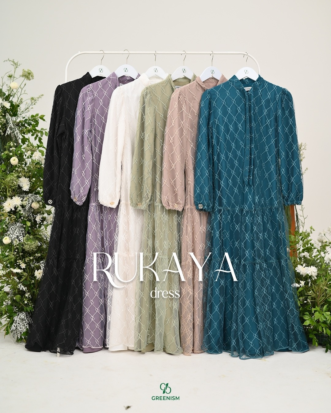 GREENISM - Rukaya Dress Carera Lace Bordir | Busui friendly Gamis Daily
