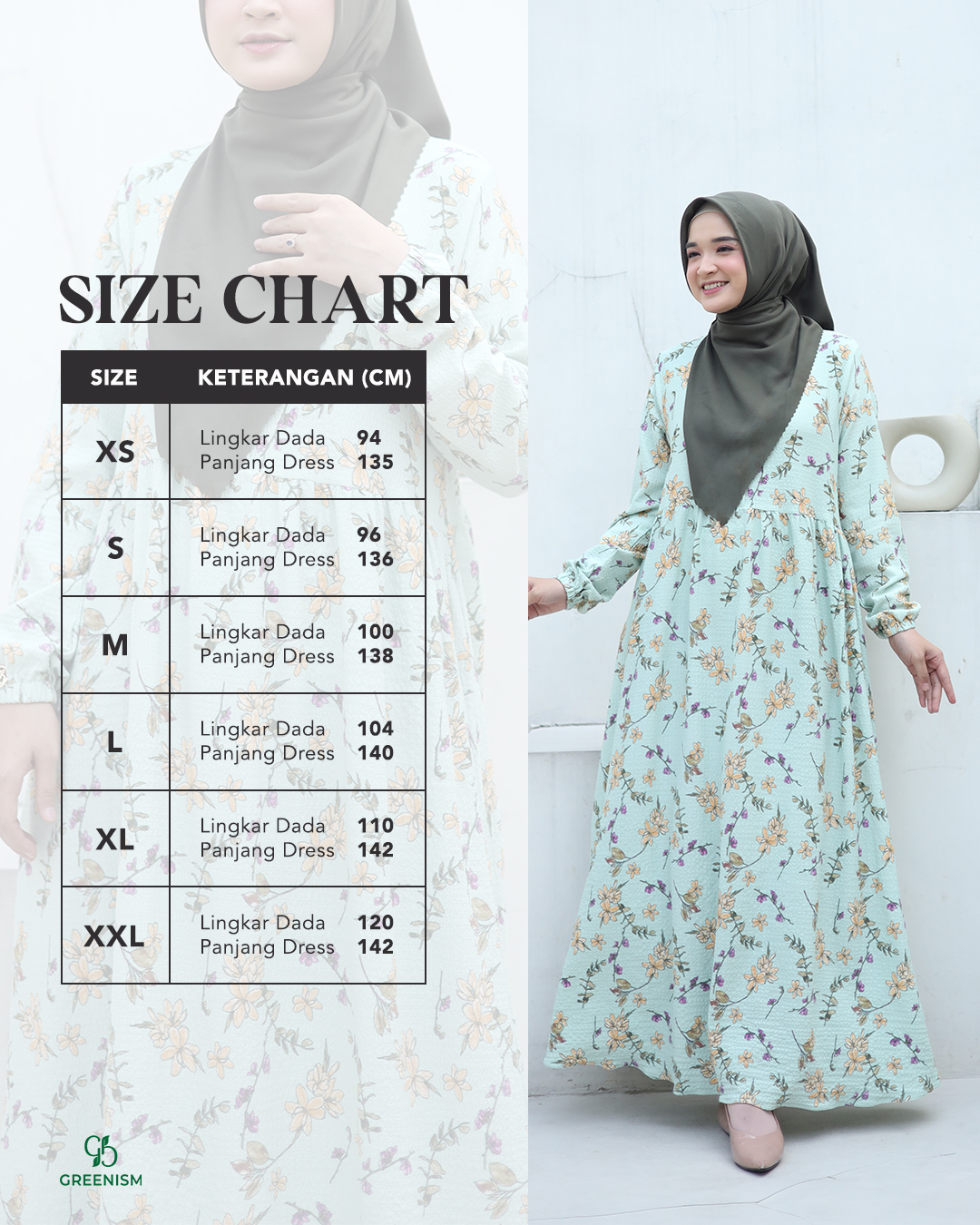 GREENISM - Zivara Dress Katun  | Busui friendly Gamis Daily