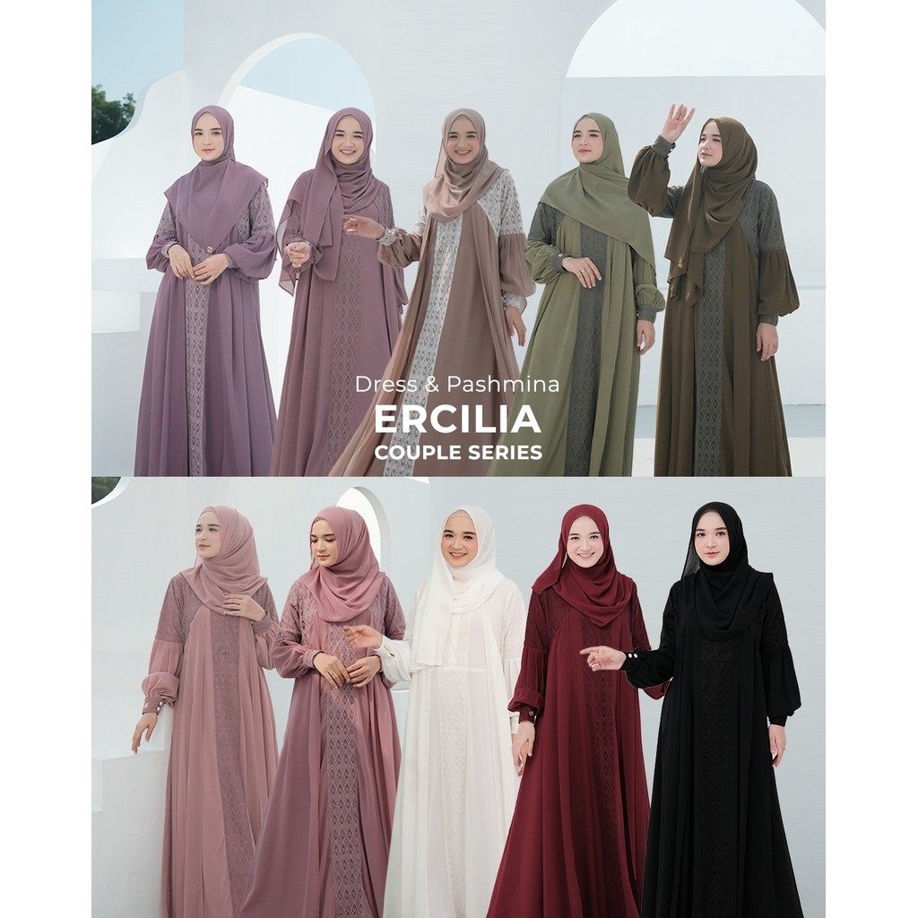 GREENISM - Ercilia Dress Ceruty Brokat Premium | Busui friendly Gamis Daily