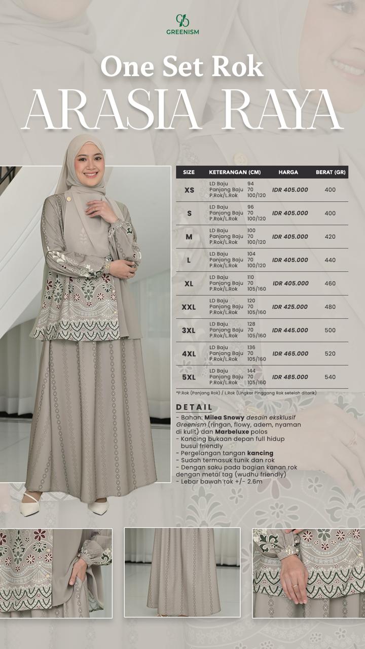 GREENISM - (All Colours) Arasia Raya Oneset | Baju Atasan Wanita Terbaru | Gamis Lebaran 2026