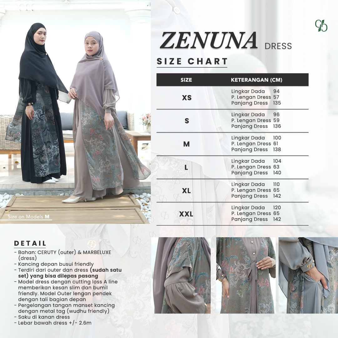 GREENISM | ZENUNA DRESS I DRESS MOTIF WANITA MUSLIMAH SIMPEL DAN ELEGAN