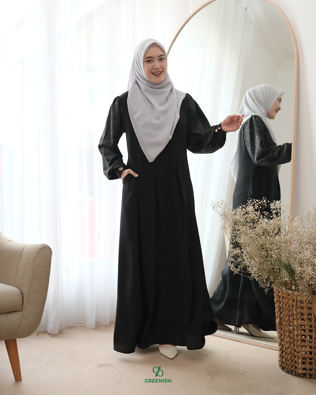 GREENISM - Agina Dress Yoris Jaquard | Busui friendly Gamis Daily