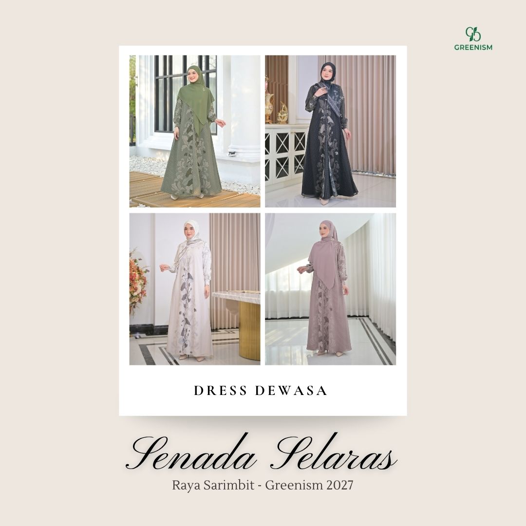 Greenism | Ready Stock | Senada Selaras Dress Gamis Wanita Dewasa | All Color | Sarimbit Terbaru Lebaran 2027