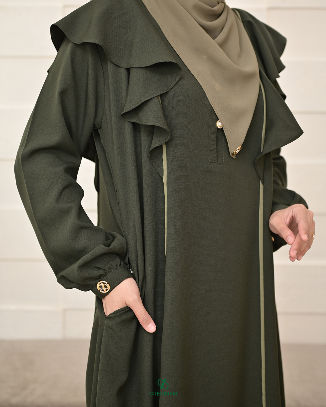 GREENISM - Zahura Dress Rose Crepe Premium | Busui friendly Gamis Daily