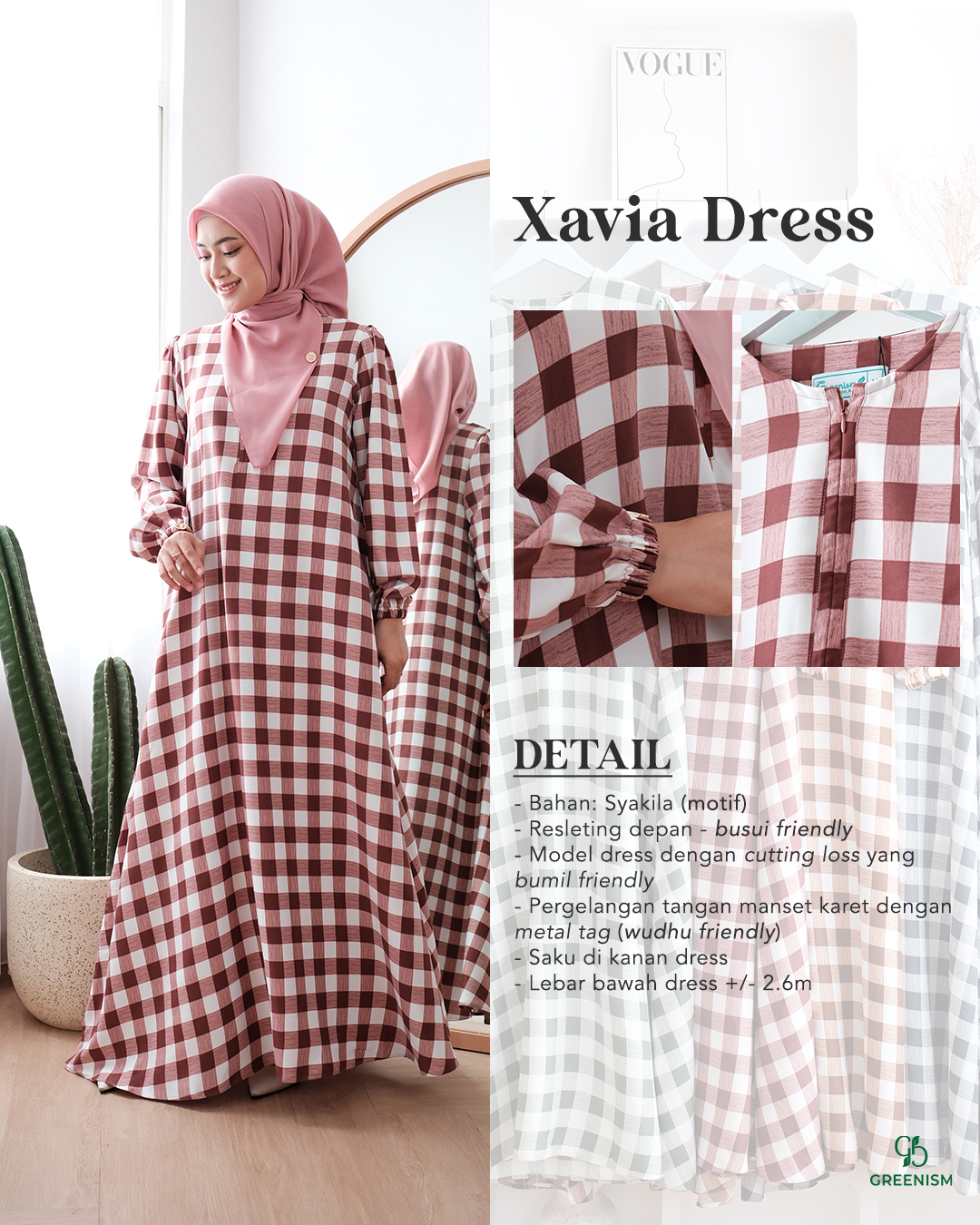 GREENISM - Xavia Dress Syakila | Busui friendly Gamis Daily