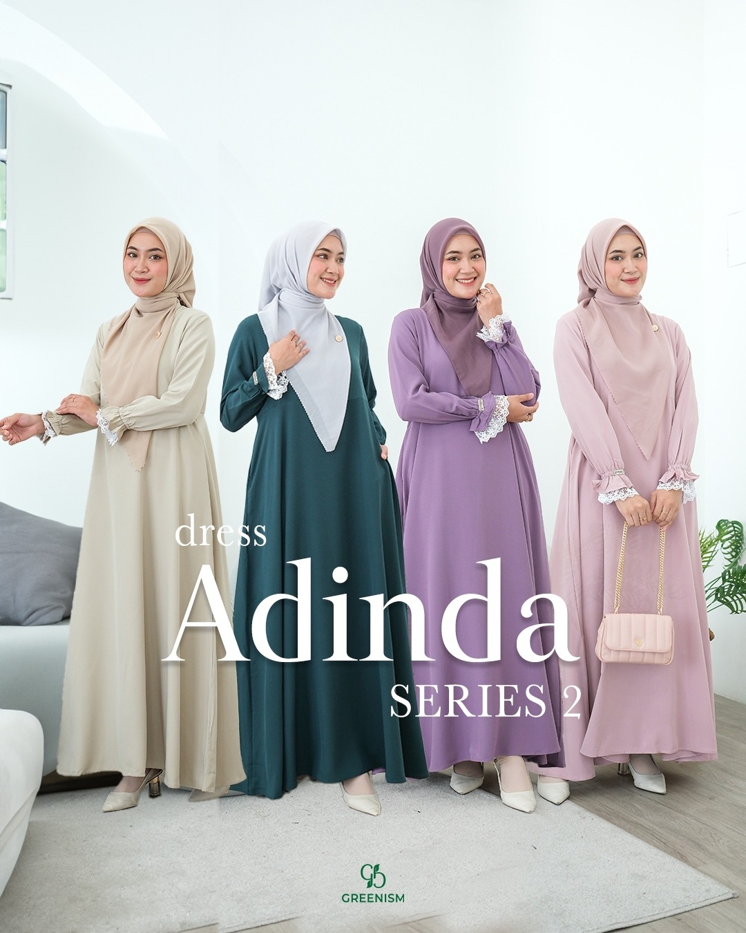 GREENISM - Adinda serie 2 Dress Rose Crepe | Busui friendly Gamis Daily