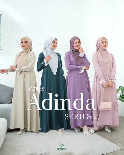 Image of GREENISM - Adinda serie 2 Dress Rose Crepe | Busui friendly Gamis Daily