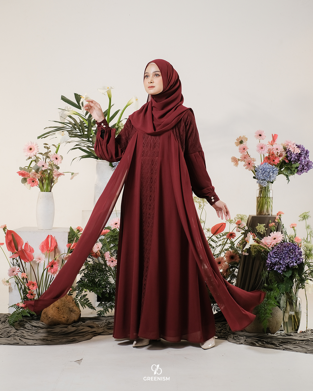 GREENISM - Ercilia Dress Ceruty Brokat Premium | Busui friendly Gamis Daily