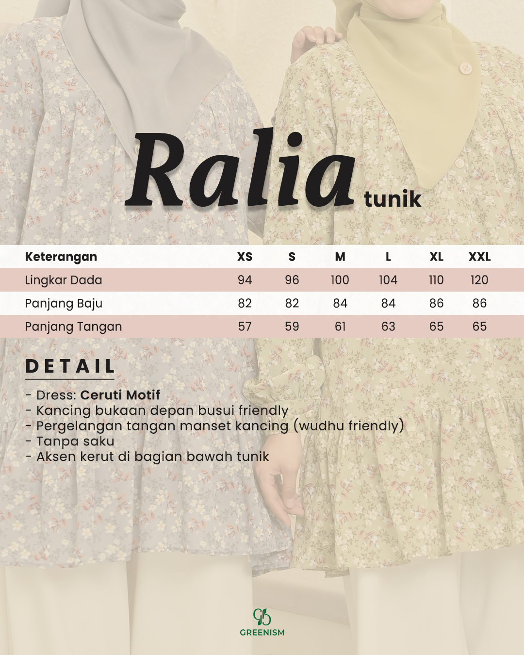 GREENISM - Ralia Tunik Ceruti Motif | Busui friendly Gamis Daily