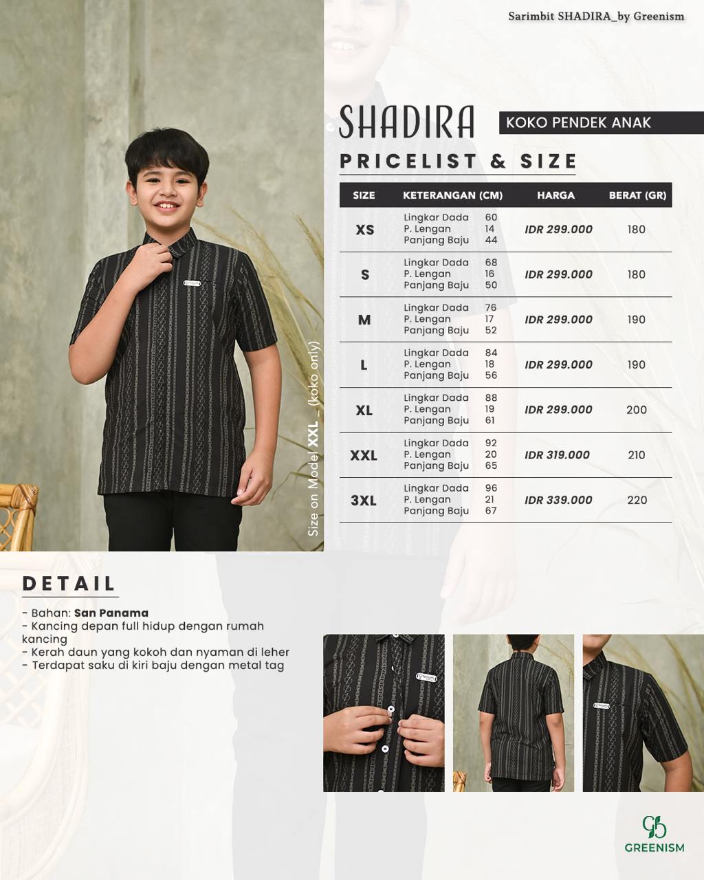 GREENISM - SHADIRA KOKO ANAK PENDEK I READY STOCK