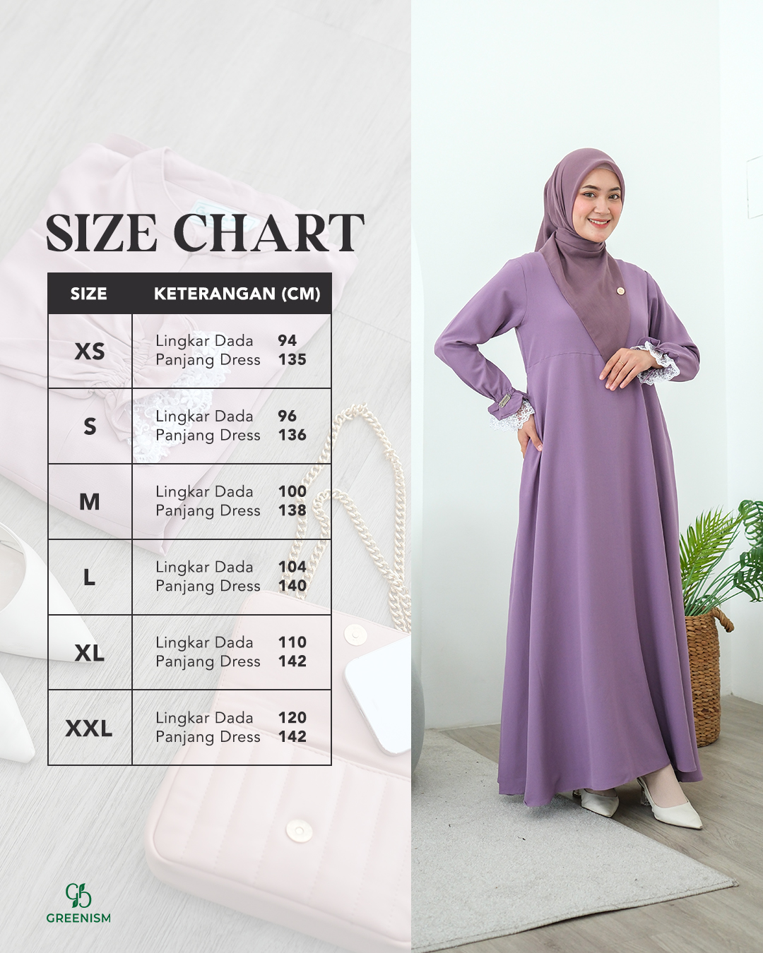 GREENISM - Adinda serie 2 Dress Rose Crepe | Busui friendly Gamis Daily