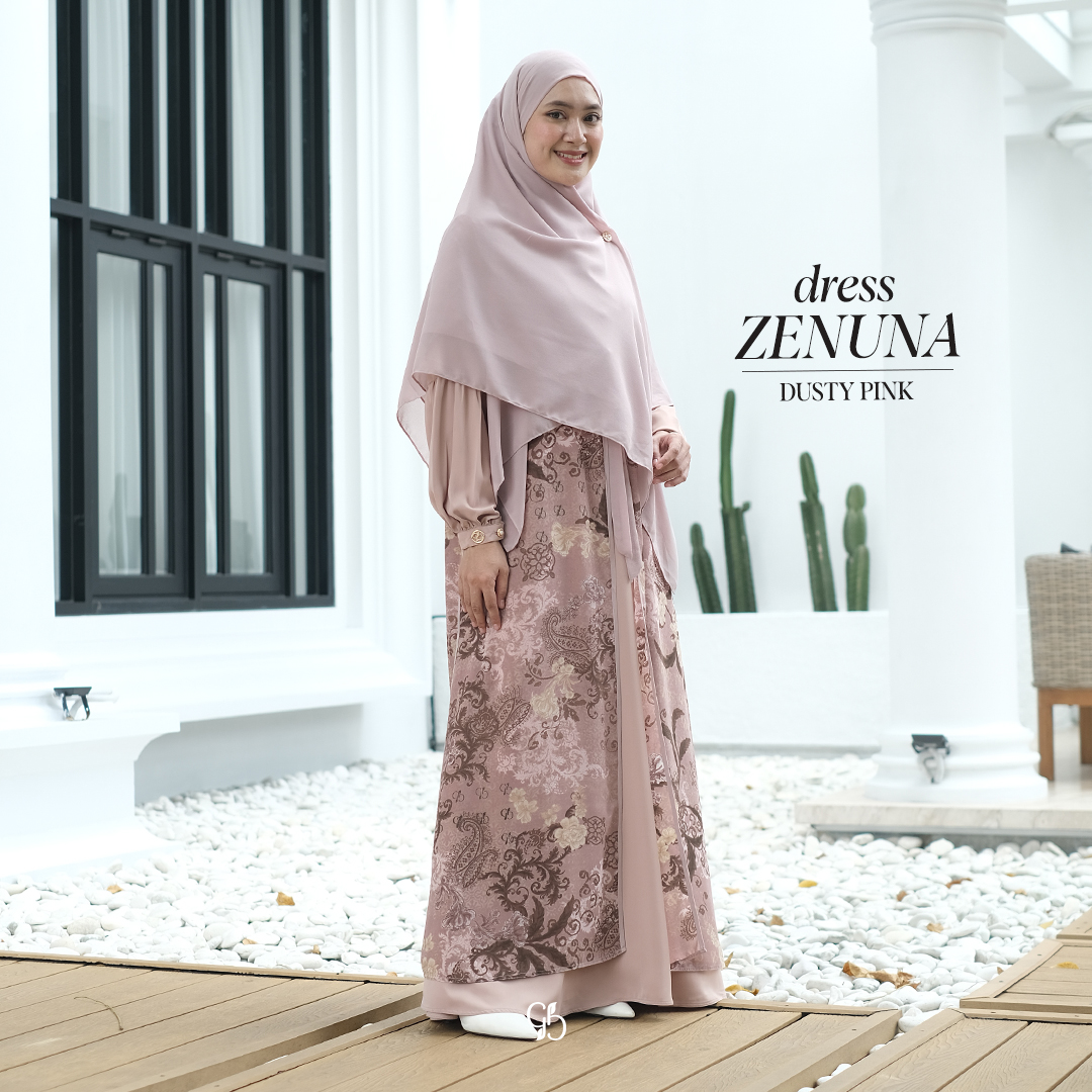 GREENISM | ZENUNA DRESS I DRESS MOTIF WANITA MUSLIMAH SIMPEL DAN ELEGAN