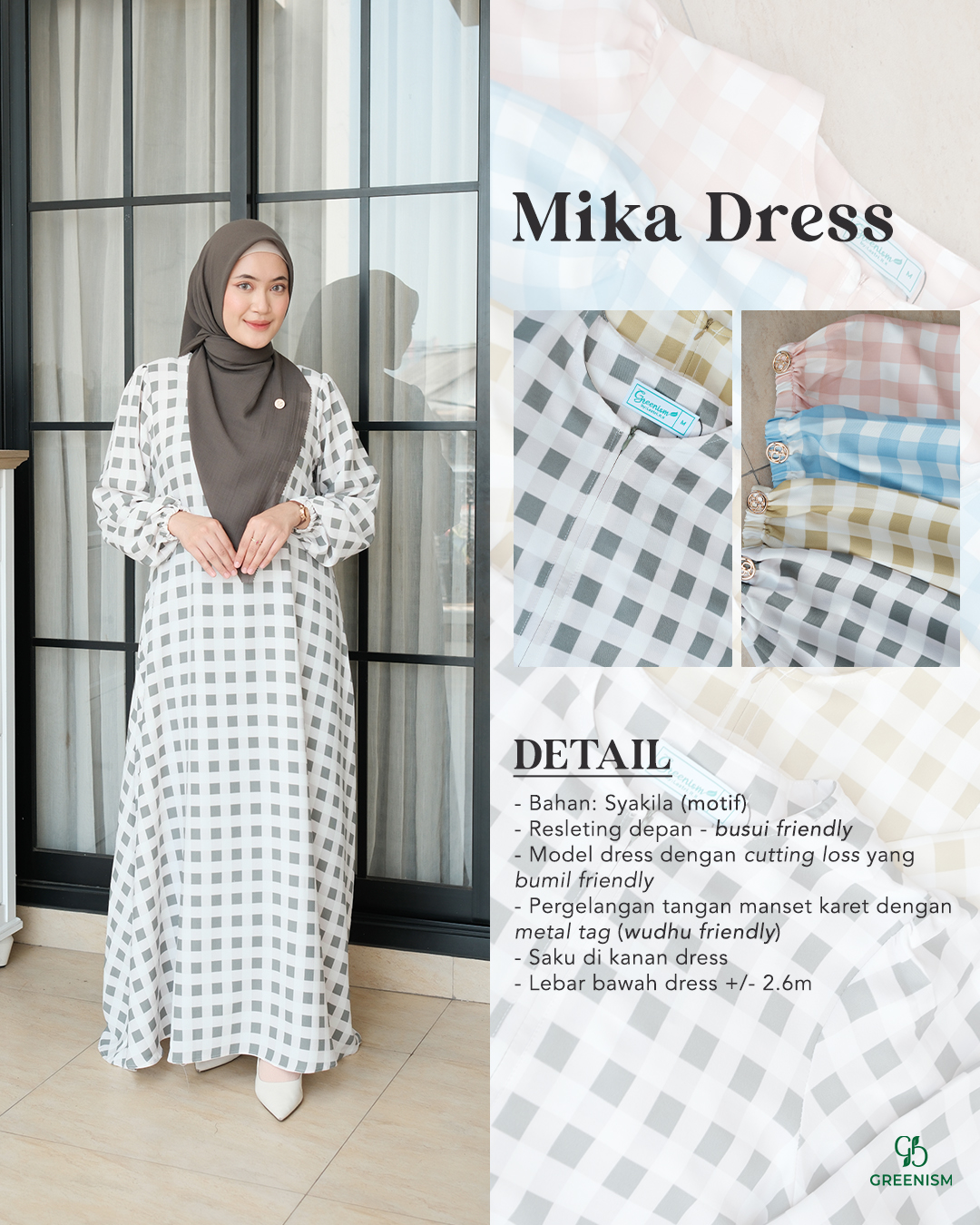 GREENISM - Mika Dress  | Busui friendly Gamis Daily