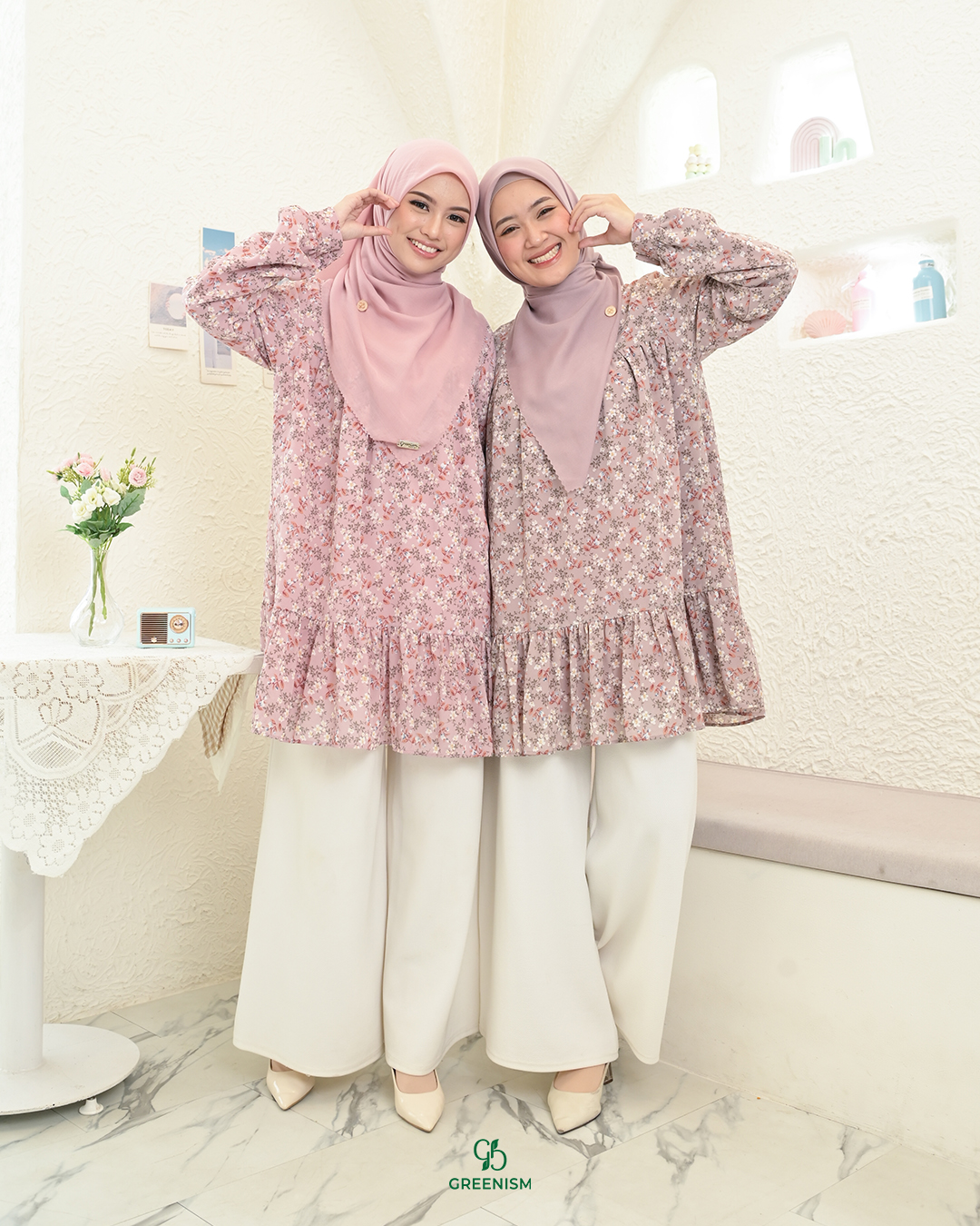 GREENISM - Ralia Tunik Ceruti Motif | Busui friendly Gamis Daily