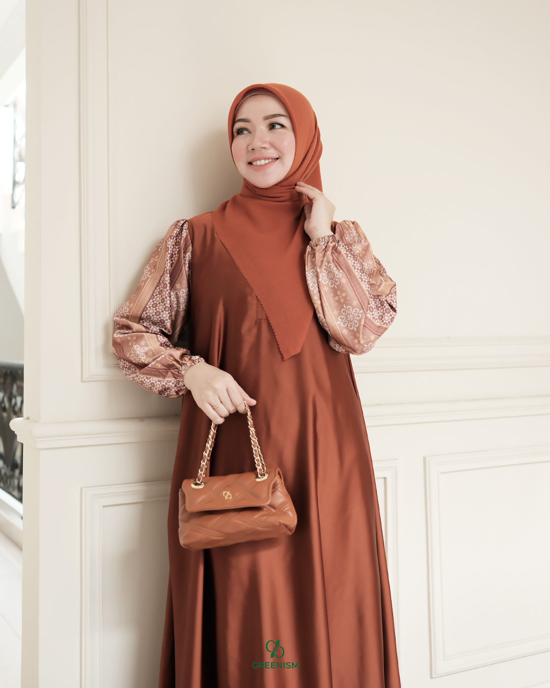GREENISM - Zenita Dress Satin Silk dan Amera Silk | Busui friendly Gamis Daily