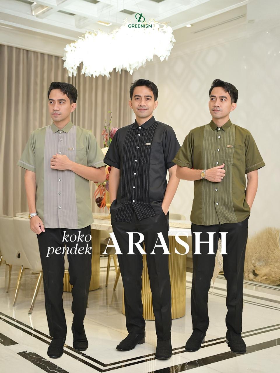 GREENISM - Arashi Koko Pria Pendek All Colours | Gamis Lebaran 2026 Model Terbaru