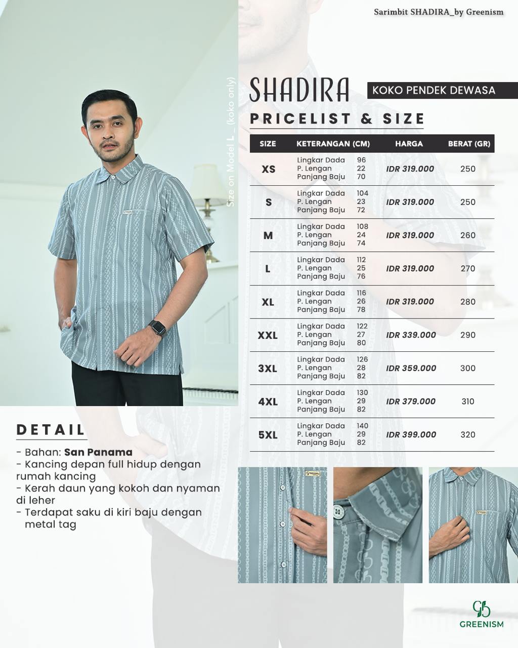 GREENISM - SHADIRA KOKO DEWASA PENDEK I READY STOCK