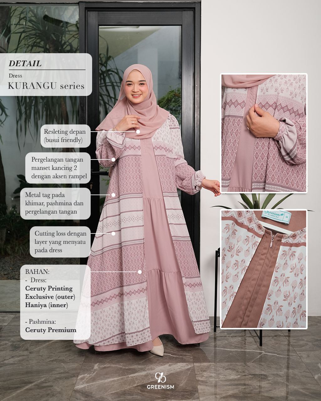 GREENISM - KURANGU DRESS I READY STOOCK