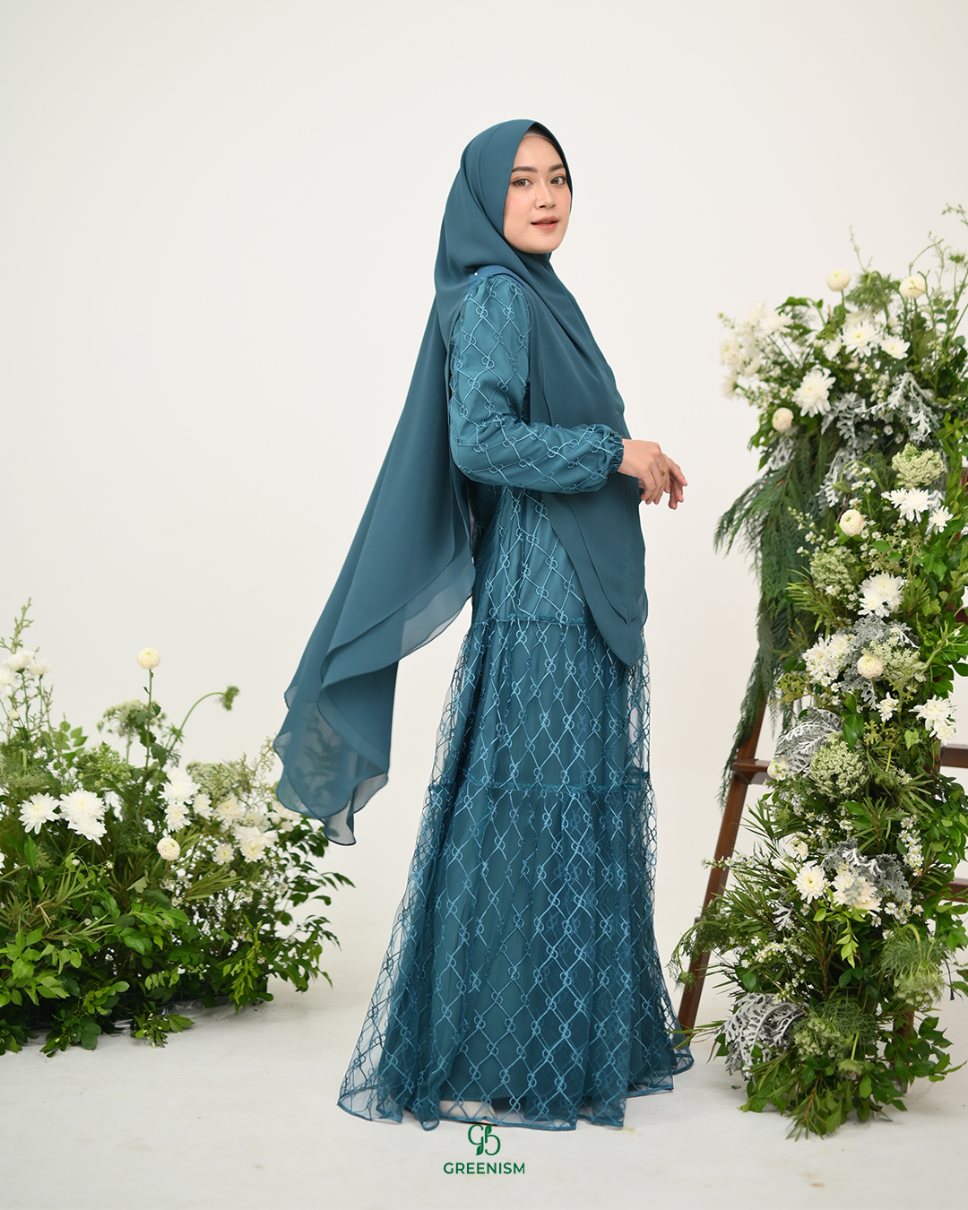 GREENISM - Rukaya Dress Carera Lace Bordir | Busui friendly Gamis Daily