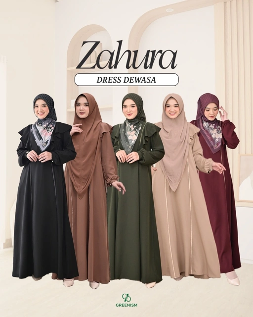 GREENISM - Zahura Dress Rose Crepe Premium | Busui friendly Gamis Daily
