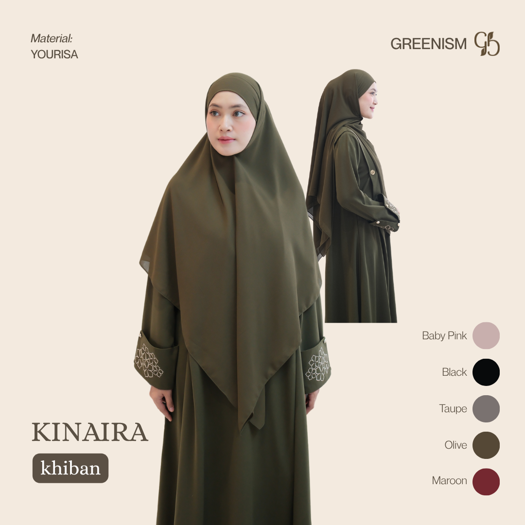 GREENISM - KINAIRA KHIBAN I KHIMAR WANITA MUSLIMAH PREMIUM HIJAB SYAR'I INSTAN PANJANG
