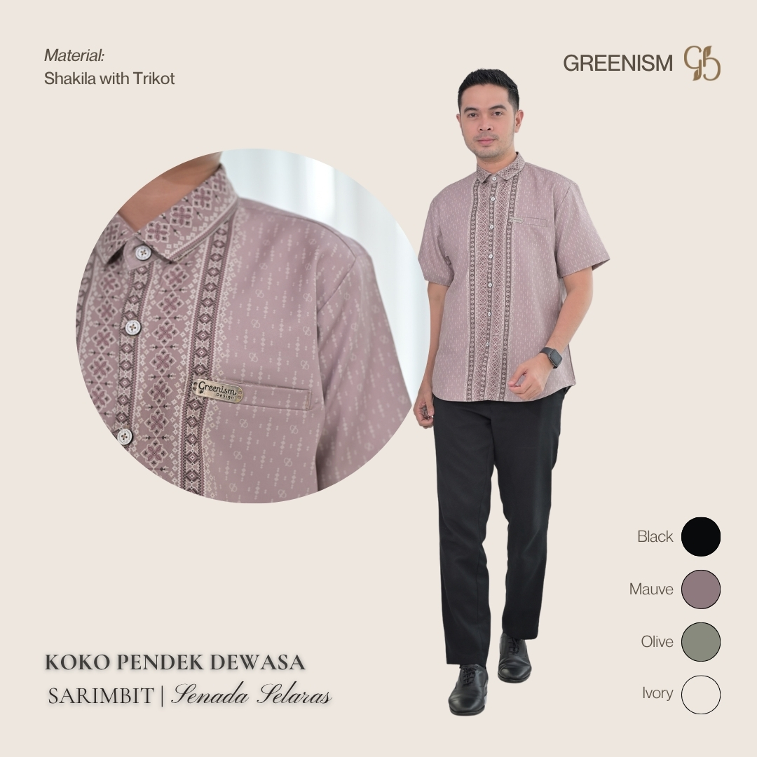 Greenism | Pre Order | Senada Selaras Koko Dewasa Lengan Pendek | All Color | Sarimbit Terbaru Lebaran 2027