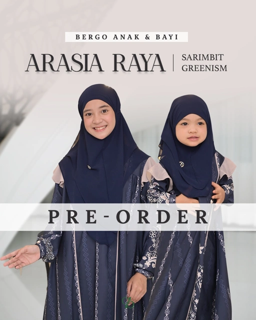 Image of GREENISM - (Pre-order) Arasia Raya Hijab Anak & Bayi Wanita All Colours | Gamis Lebaran 2026 Model Gamis Terbaru
