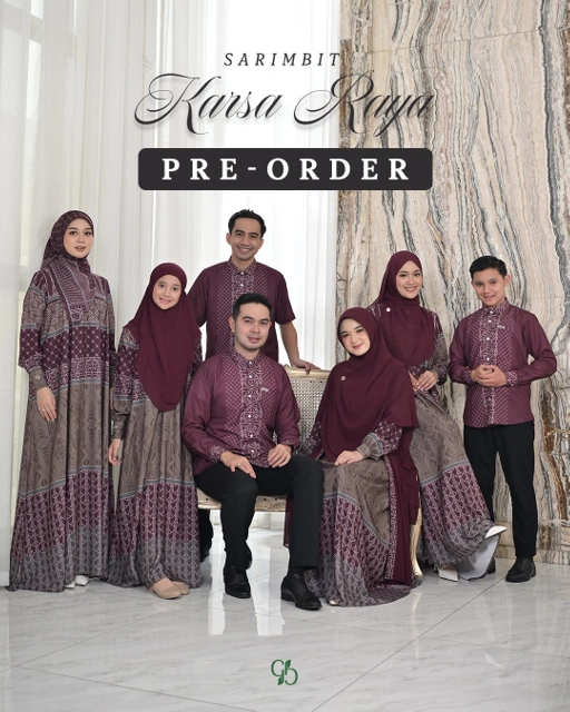 Image of GREENISM -  BATCH 2 Karsa Raya Dress Gamis Wanita dan Koko | Burgundy | Pre - Order | Sarimbit Terbaru Lebaran 2026 Kekinian