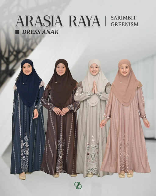 Image of GREENISM - (All Colours) Arasia Raya Dress Anak | Baju Atasan Wanita Terbaru | Gamis Lebaran 2026