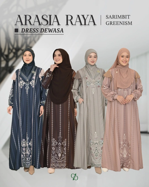 Image of GREENISM - (All Colours) Arasia Raya Dress Gamis Wanita | Baju Atasan Wanita Terbaru | Gamis Lebaran 2026 Model Gamis Terbaru