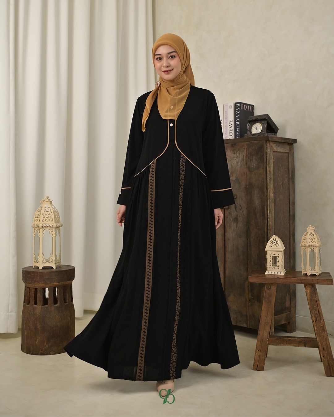 GREENISM - Zhanna Dress Jet black Gold Silver | Gamis Mewah Elegan Terbaru 2025